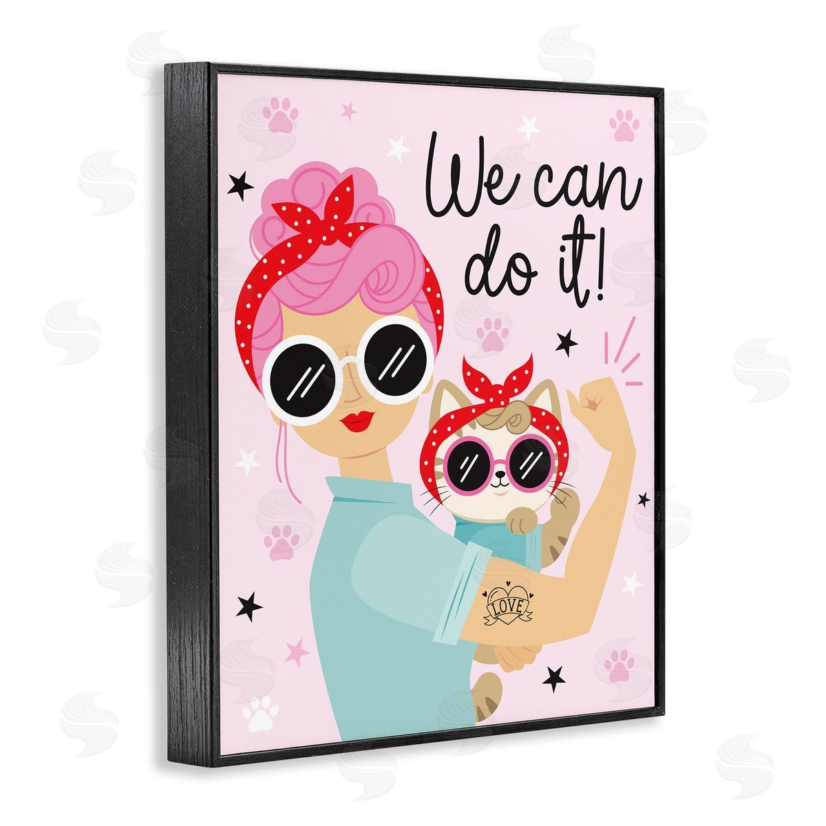 Ilis Avilés We Can Girl & Cat Black Framed Giclee Wall Art Print