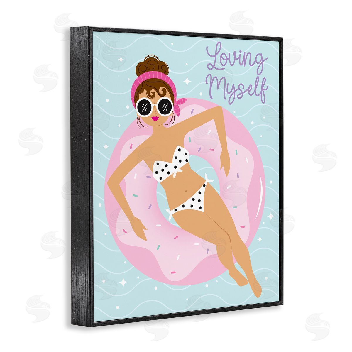 Ilis Avilés Loving Myself Girl in Pool Black Framed Giclee Wall Art Print