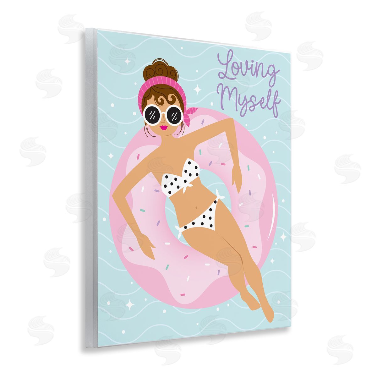 Ilis Avilés Loving Myself Girl in Pool Wooden Wall Plaque Art Print
