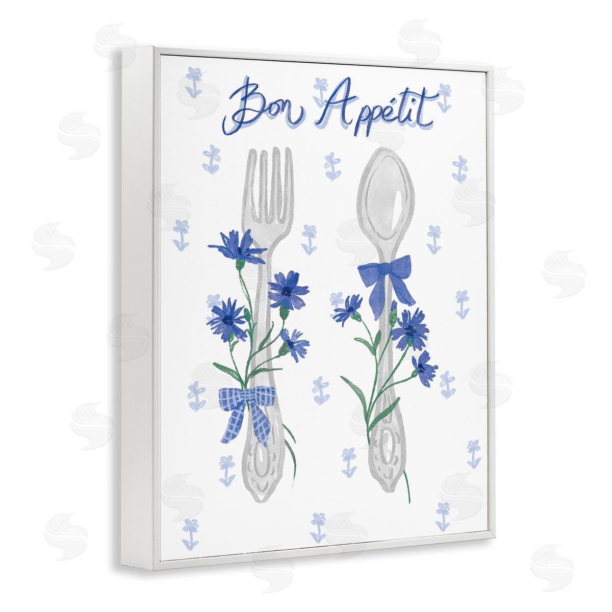 Ilis Avilés Bon Appetit Floral Silverware White Framed Giclee Wall Art Print