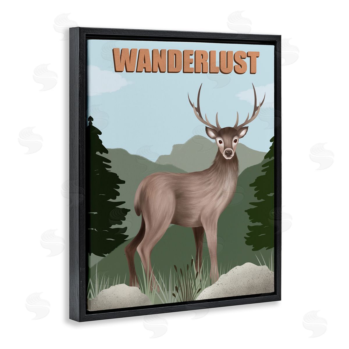 Jo Taylor Wanderlust Nature & Deer Black Floating Frame Canvas Wall Art Print