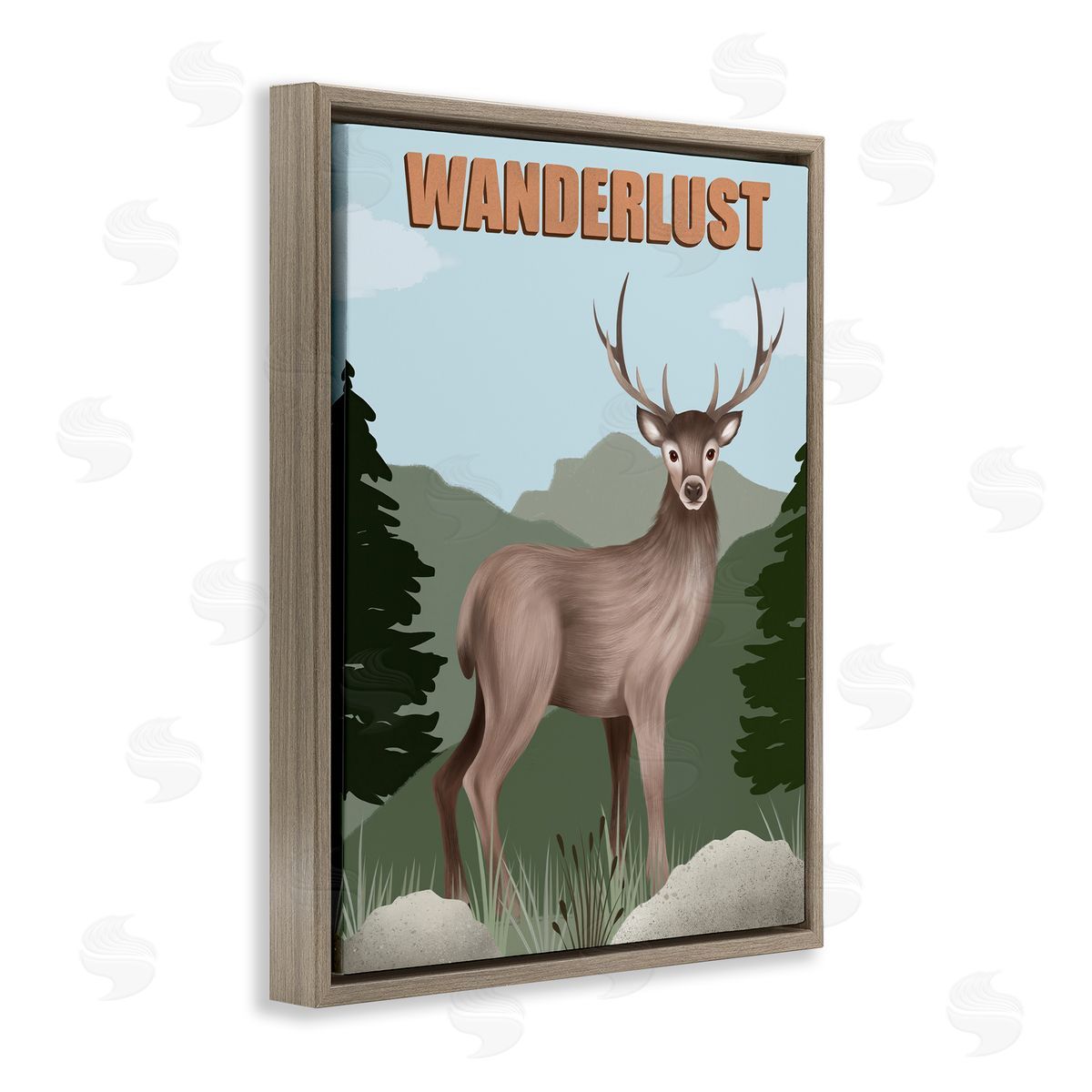 Jo Taylor Wanderlust Nature & Deer Brown Floating Frame Canvas Wall Art Print