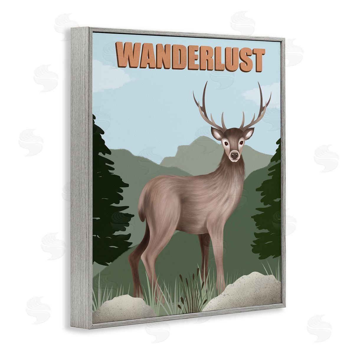 Jo Taylor Wanderlust Nature & Deer Gray Framed Giclee Wall Art Print