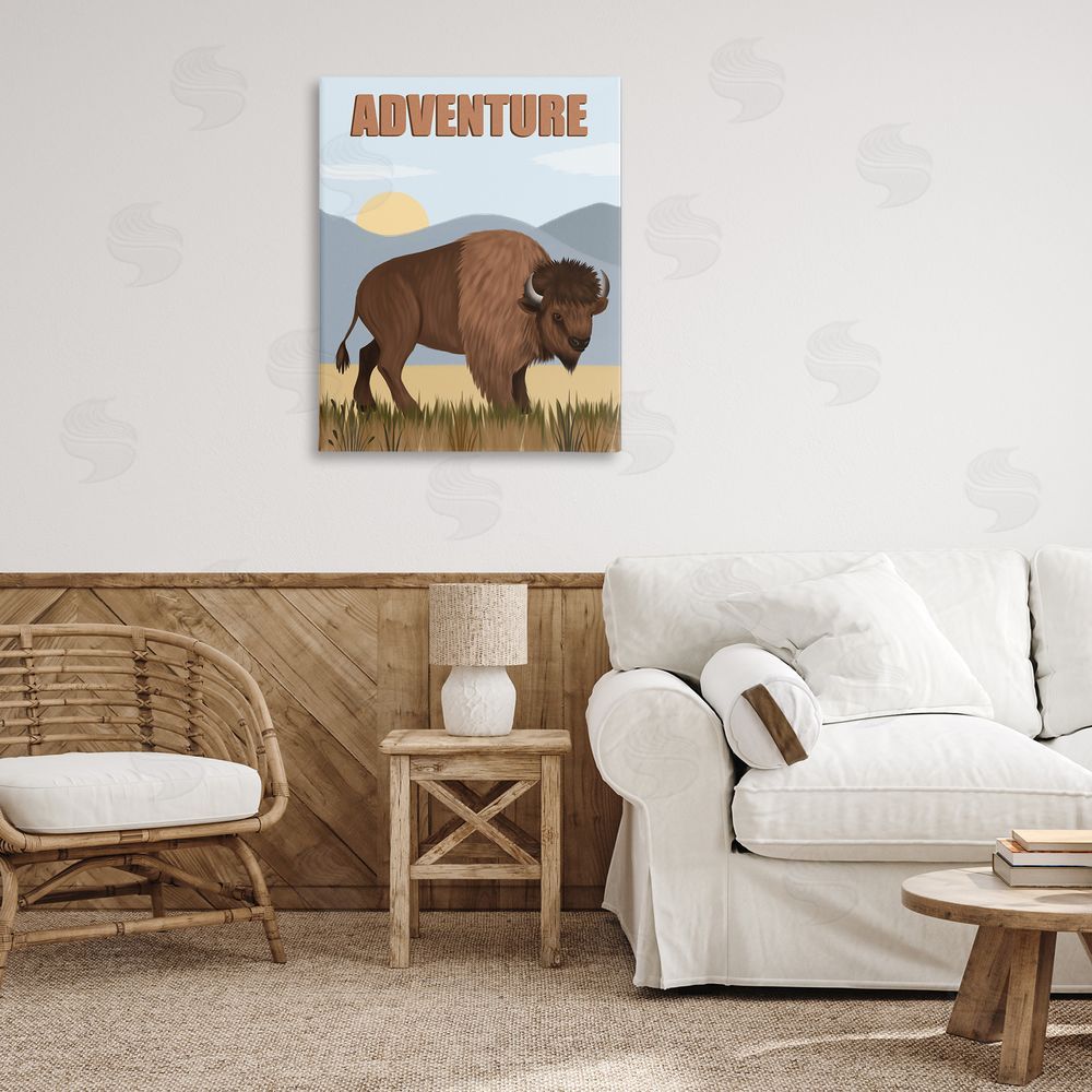 Jo Taylor Adventure Nature & Bison Canvas Wall Art Print in Room