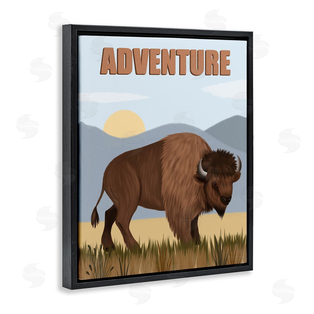 Jo Taylor Adventure Nature & Bison Black Floating Frame Canvas Wall Art Print