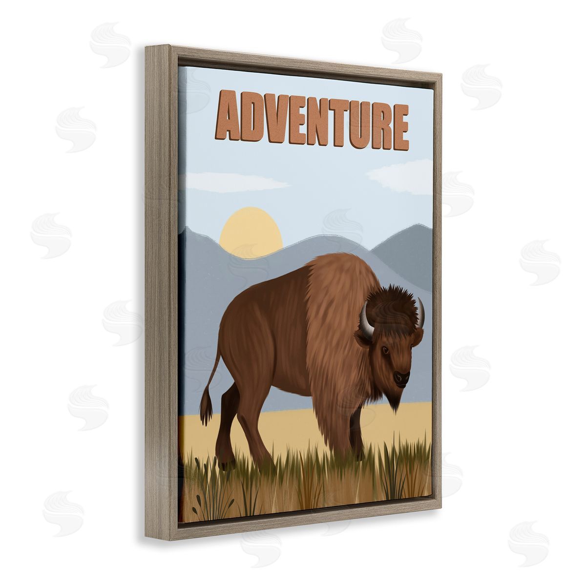 Jo Taylor Adventure Nature & Bison Brown Floating Frame Canvas Wall Art Print