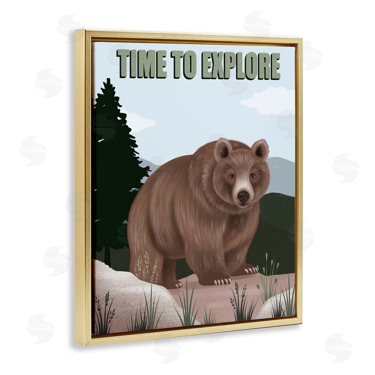 Jo Taylor Adventure Nature & Bear Gold Floating Frame Canvas Wall Art Print