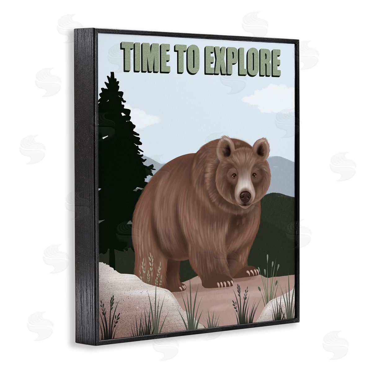 Jo Taylor Adventure Nature & Bear Black Framed Giclee Wall Art Print