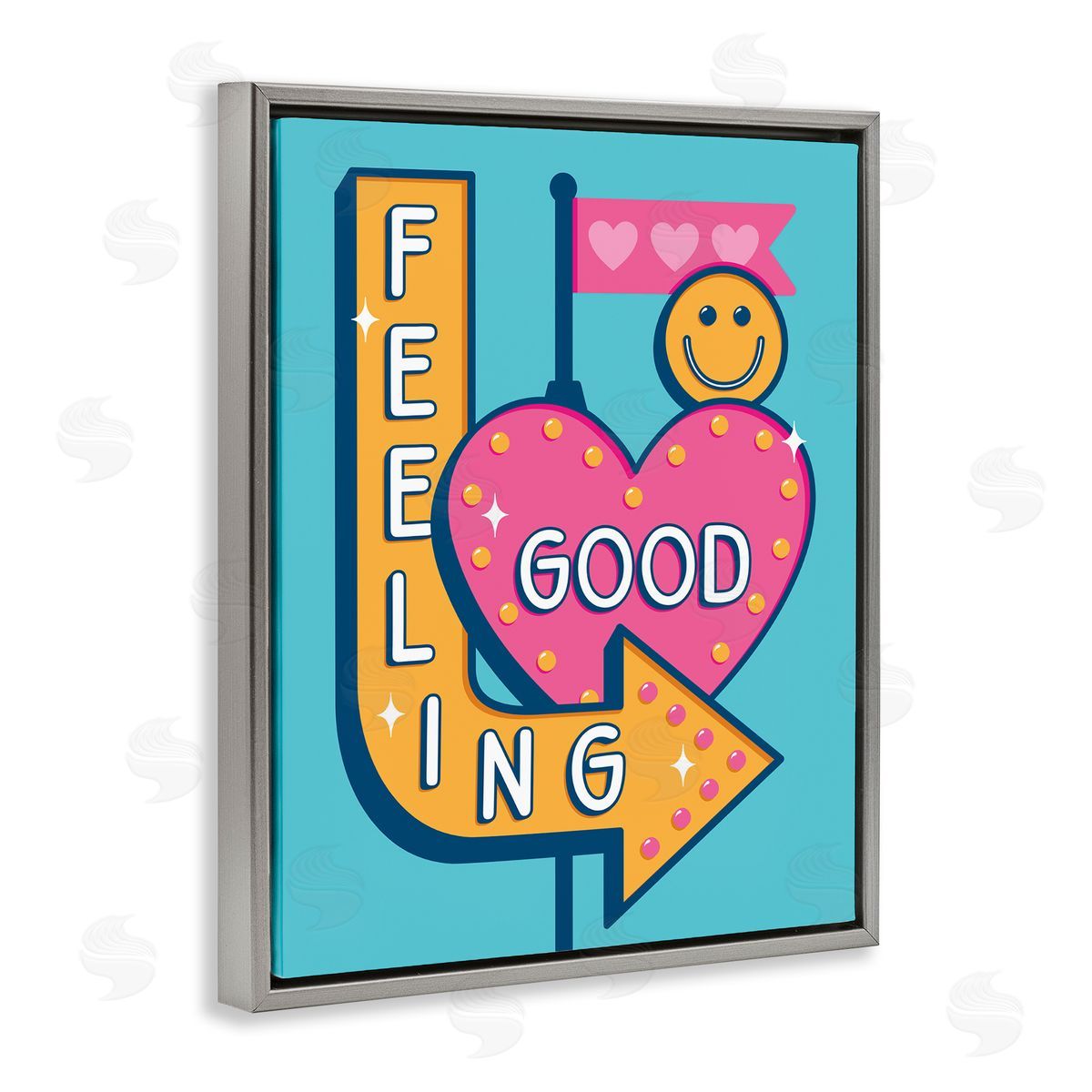 Jalynn Heerdt Feeling Good Retro Sign Gray Floating Frame Canvas Wall Art Print