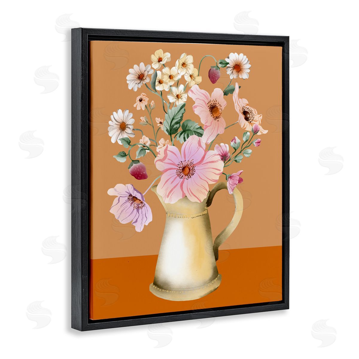 Kate Eldridge Garden Florals in Jug Black Floating Frame Canvas Wall Art Print