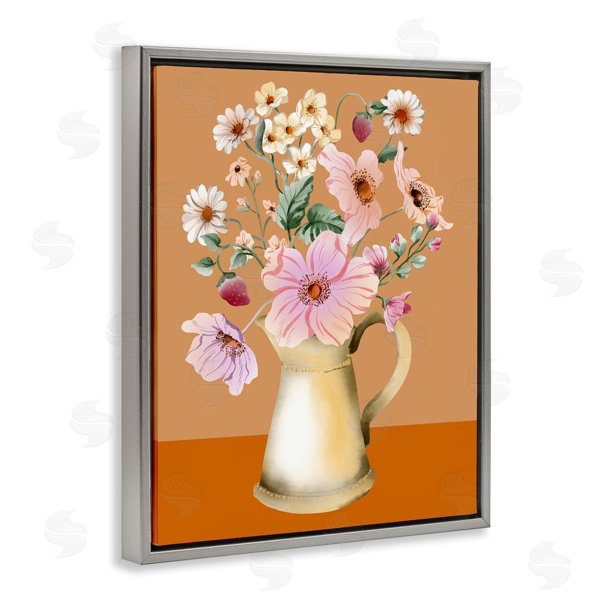 Kate Eldridge Garden Florals in Jug Gray Floating Frame Canvas Wall Art Print