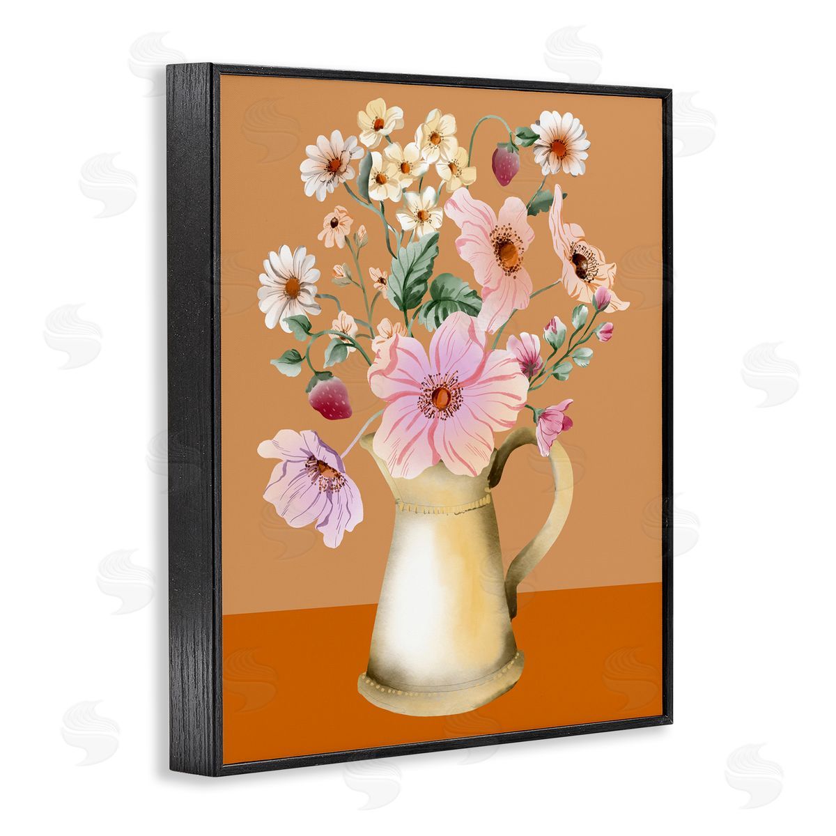 Kate Eldridge Garden Florals in Jug Black Framed Giclee Wall Art Print