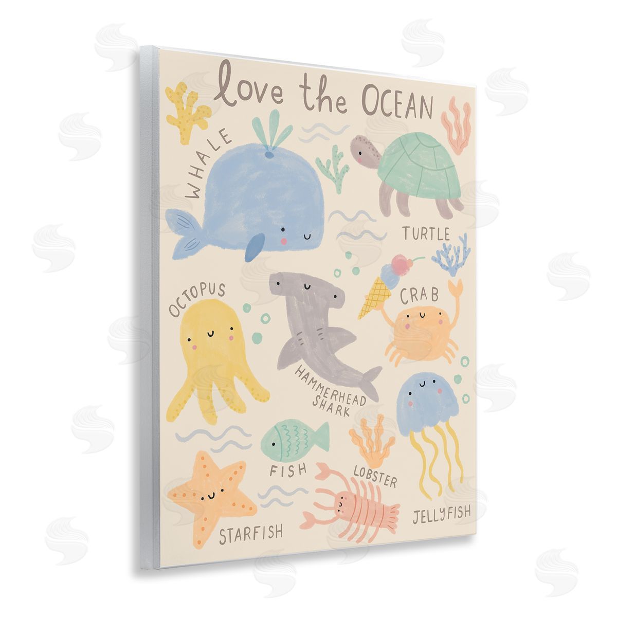 Lisa Barlow Love The Ocean Creatures Wooden Wall Plaque Art Print