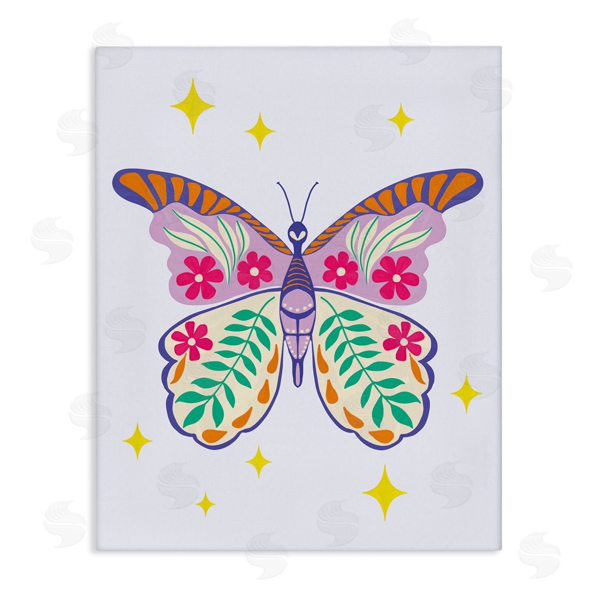 Aralma Free Spirit Floral Butterfly Canvas Wall Art Print