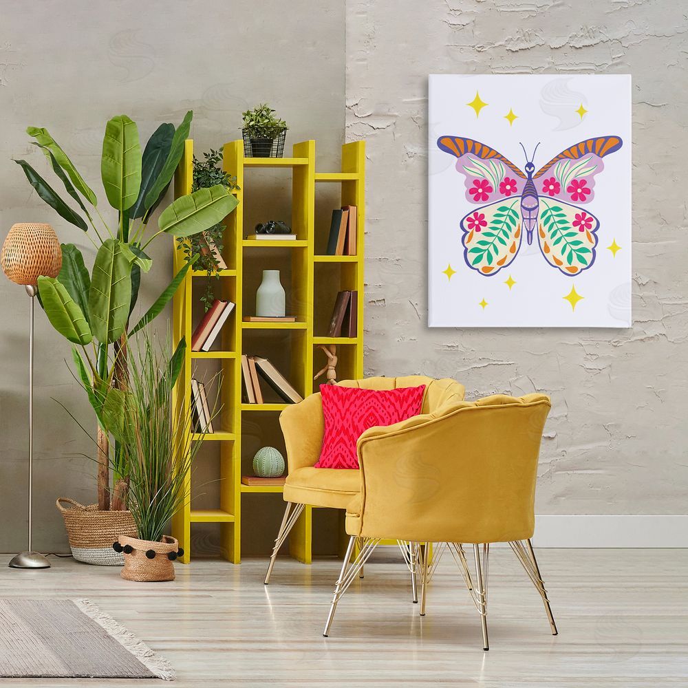 Aralma Free Spirit Floral Butterfly Canvas Wall Art Print in Room