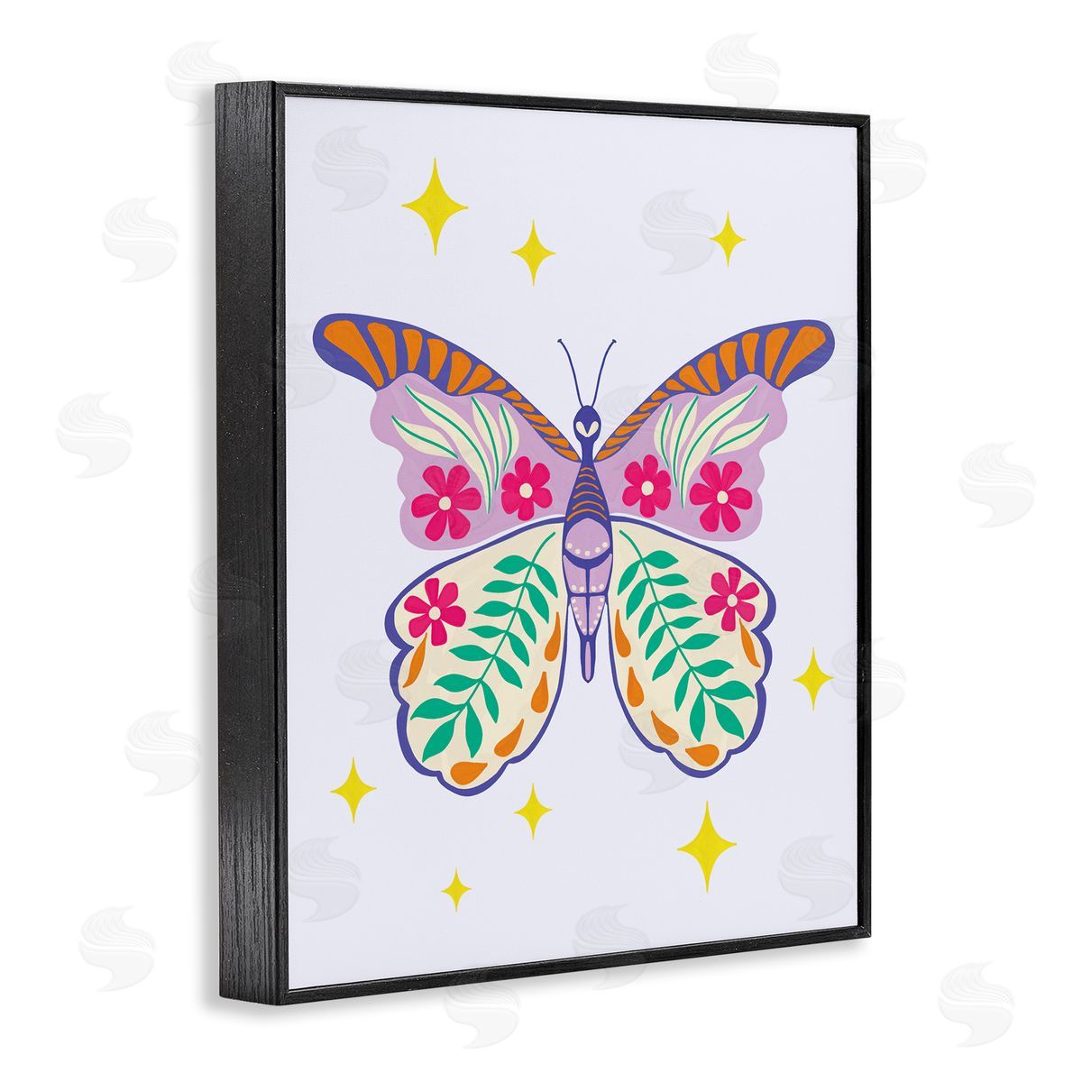 Aralma Free Spirit Floral Butterfly Black Framed Giclee Wall Art Print