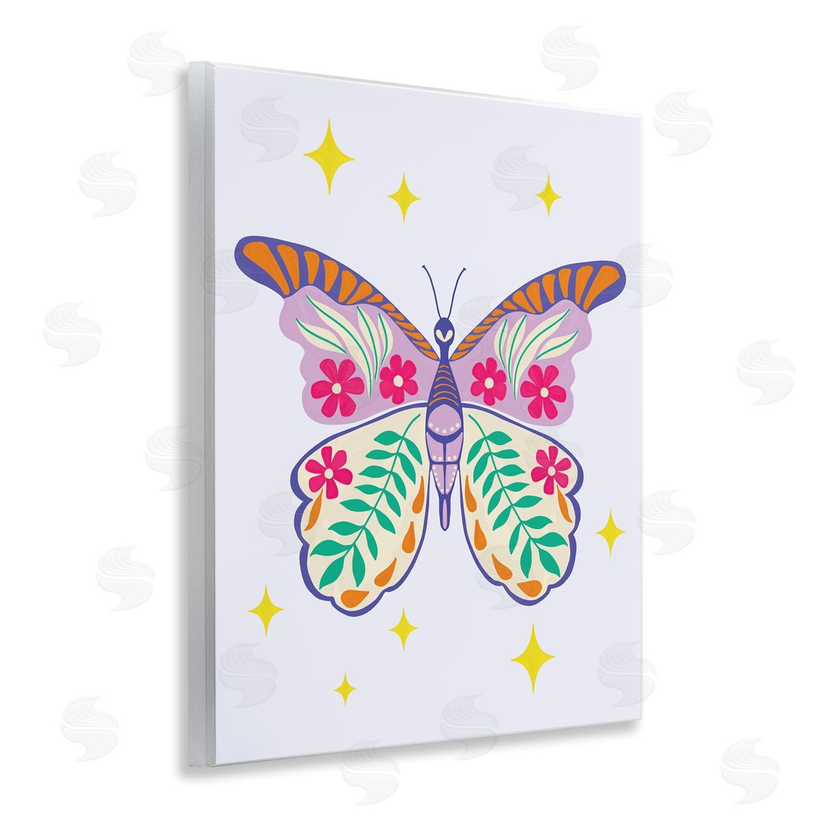 Aralma Free Spirit Floral Butterfly Wooden Wall Plaque Art Print