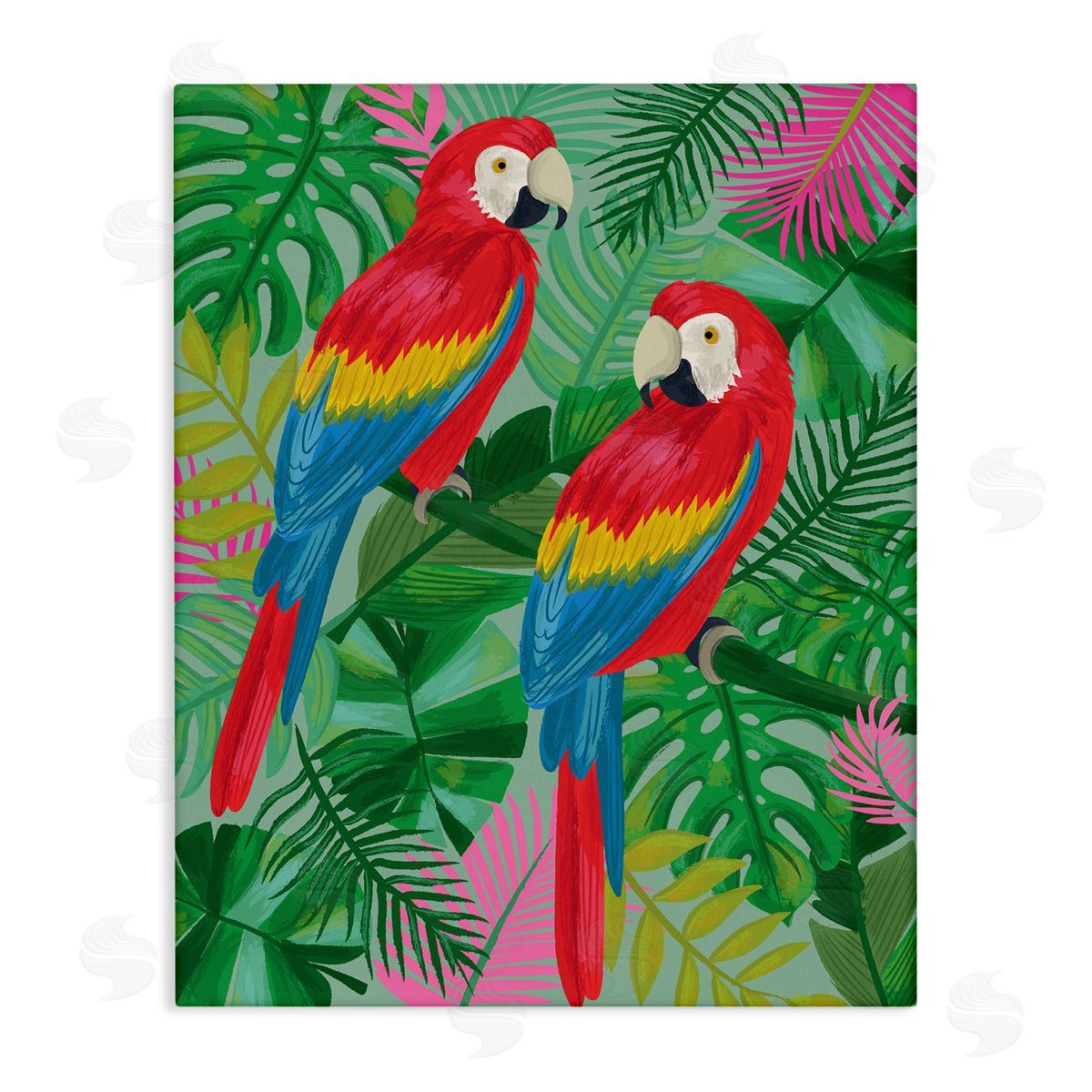 Lisa Perry Whitebutton Pink Paradise Parrots Canvas Wall Art Print