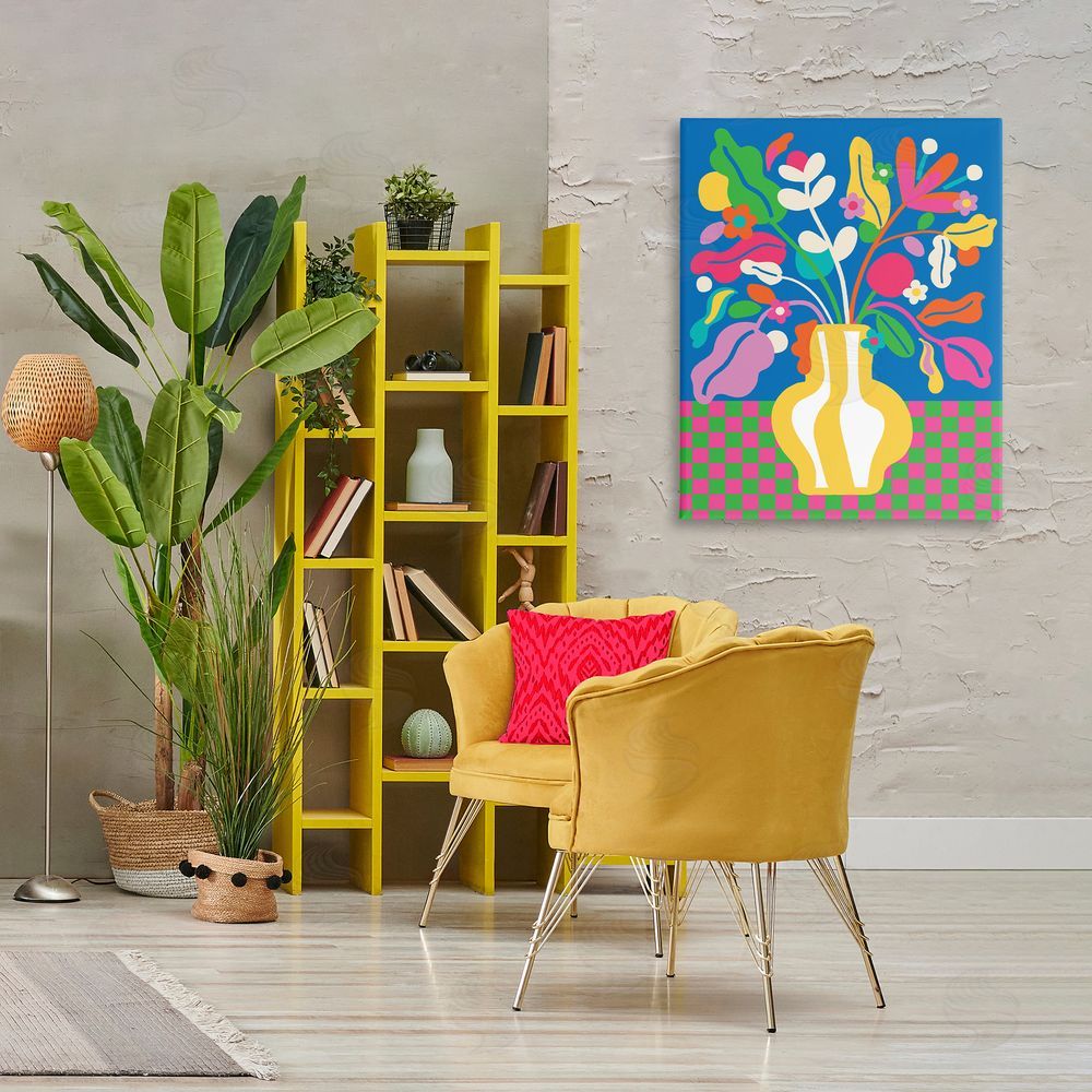 Lisa Perry Whitebutton Vivid Bloom Bouquet Canvas Wall Art Print in Room