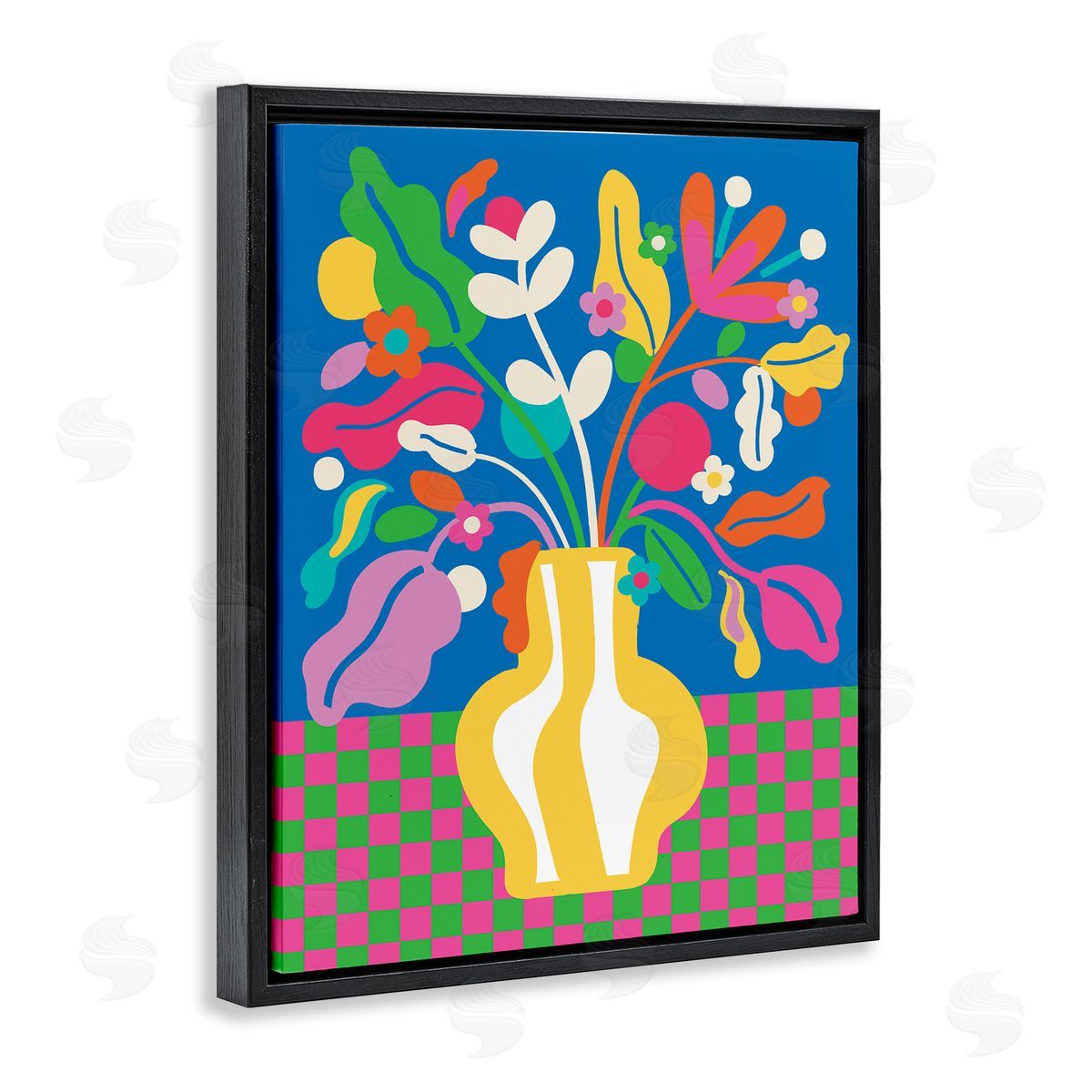 Lisa Perry Whitebutton Vivid Bloom Bouquet Black Floating Frame Canvas Wall Art Print