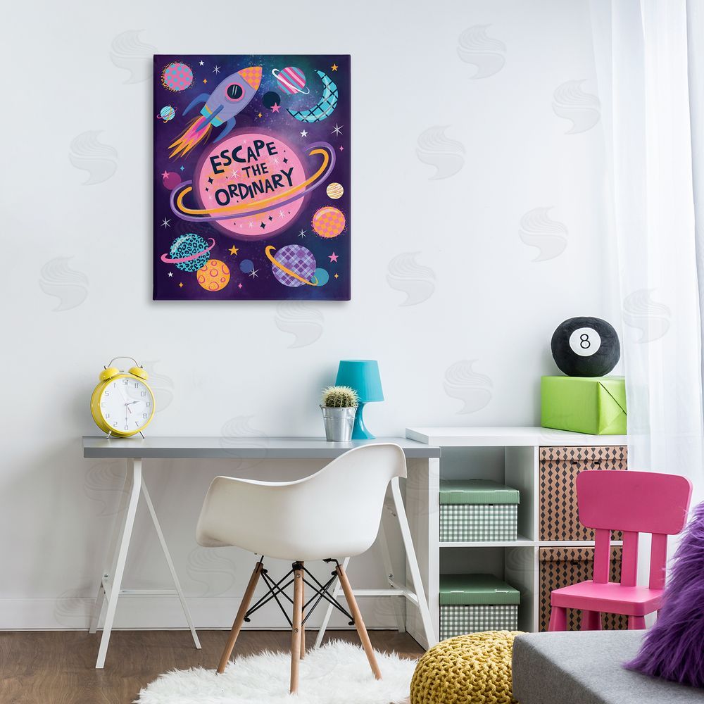 Lisa Perry Whitebutton Escape Ordinary Outer Space Canvas Wall Art Print in Room