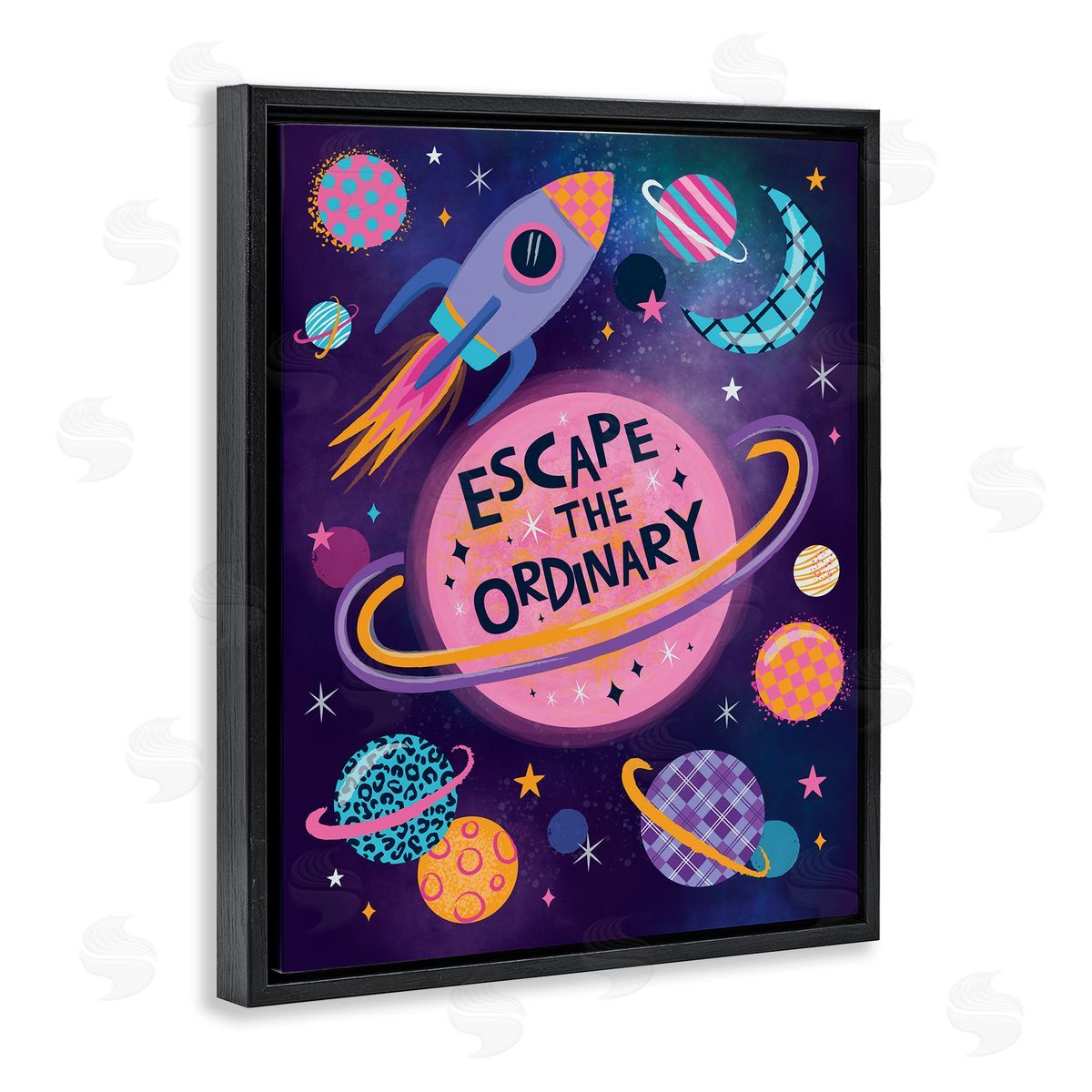 Lisa Perry Whitebutton Escape Ordinary Outer Space Black Floating Frame Canvas Wall Art Print