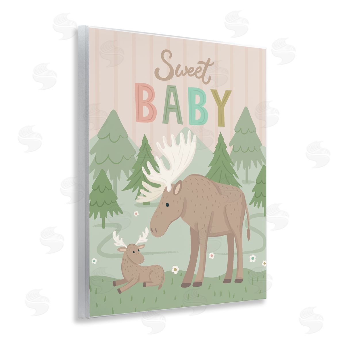 Lisa Perry Whitebutton Sweet Baby Wild Moose Wooden Wall Plaque Art Print