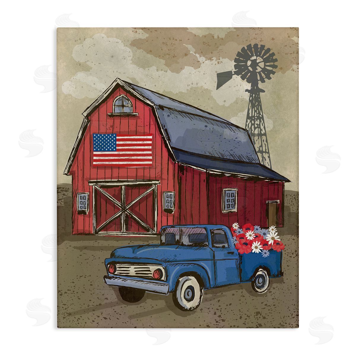 Lisa Perry Whitebutton Vintage Americana Barn Canvas Wall Art Print
