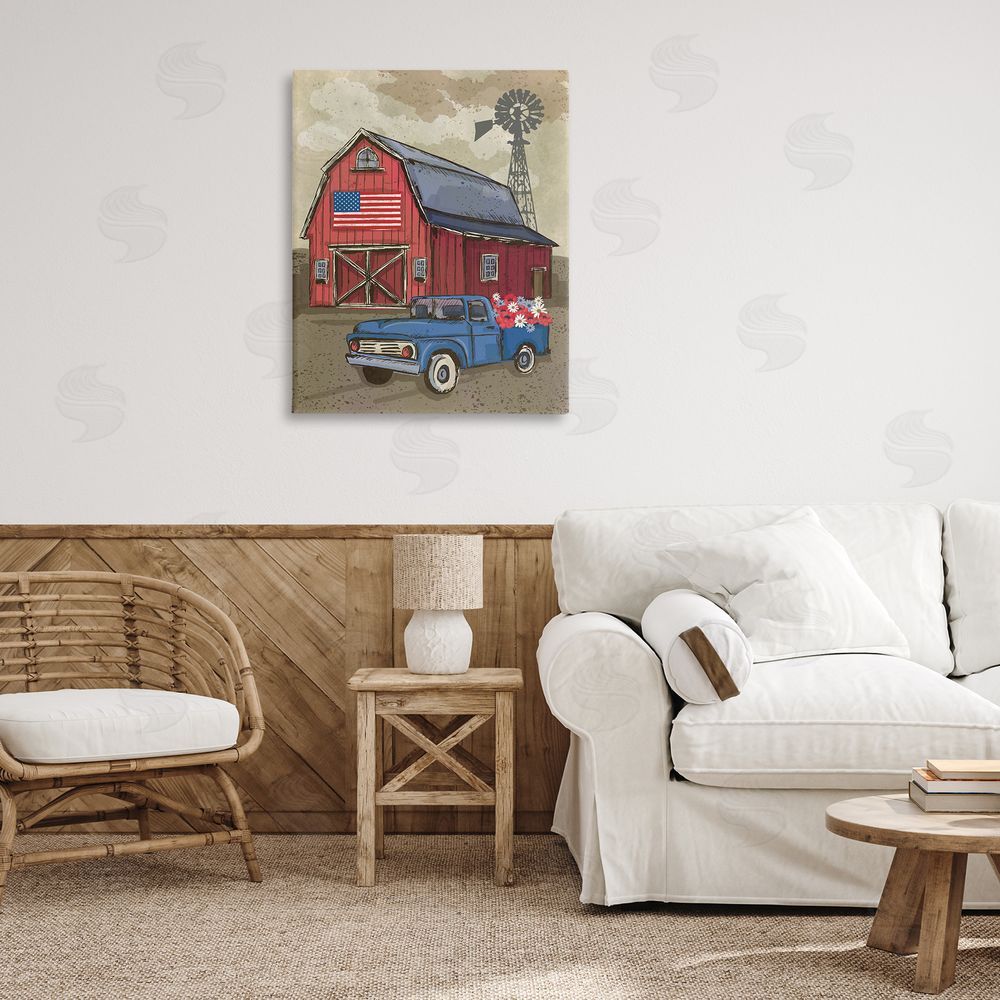 Lisa Perry Whitebutton Vintage Americana Barn Canvas Wall Art Print in Room