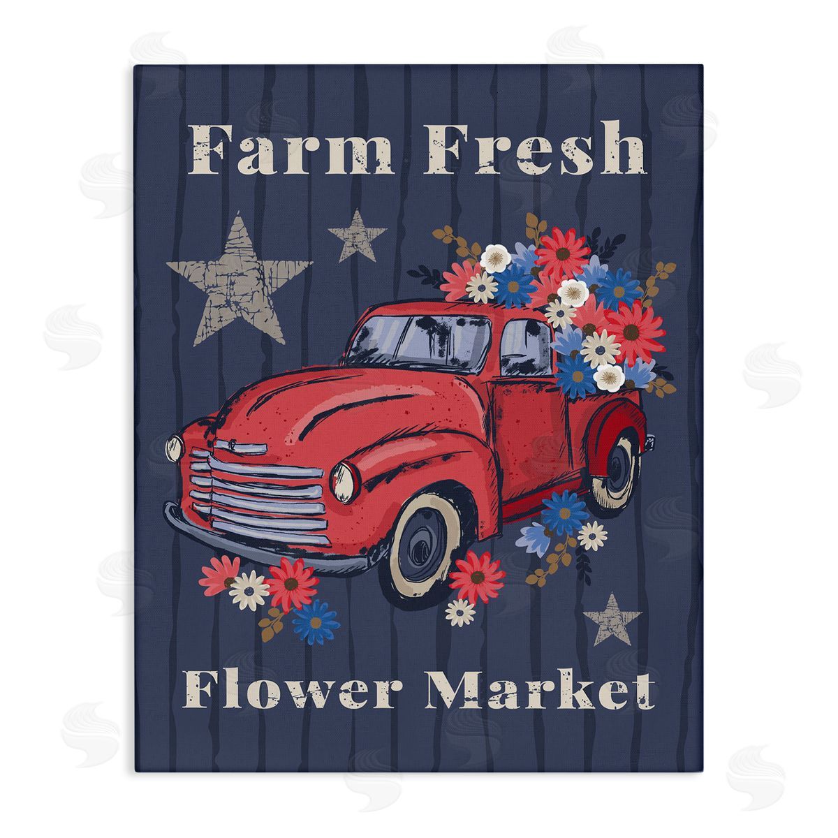 Lisa Perry Whitebutton Farm Fresh Patriotic Market Canvas Wall Art Print