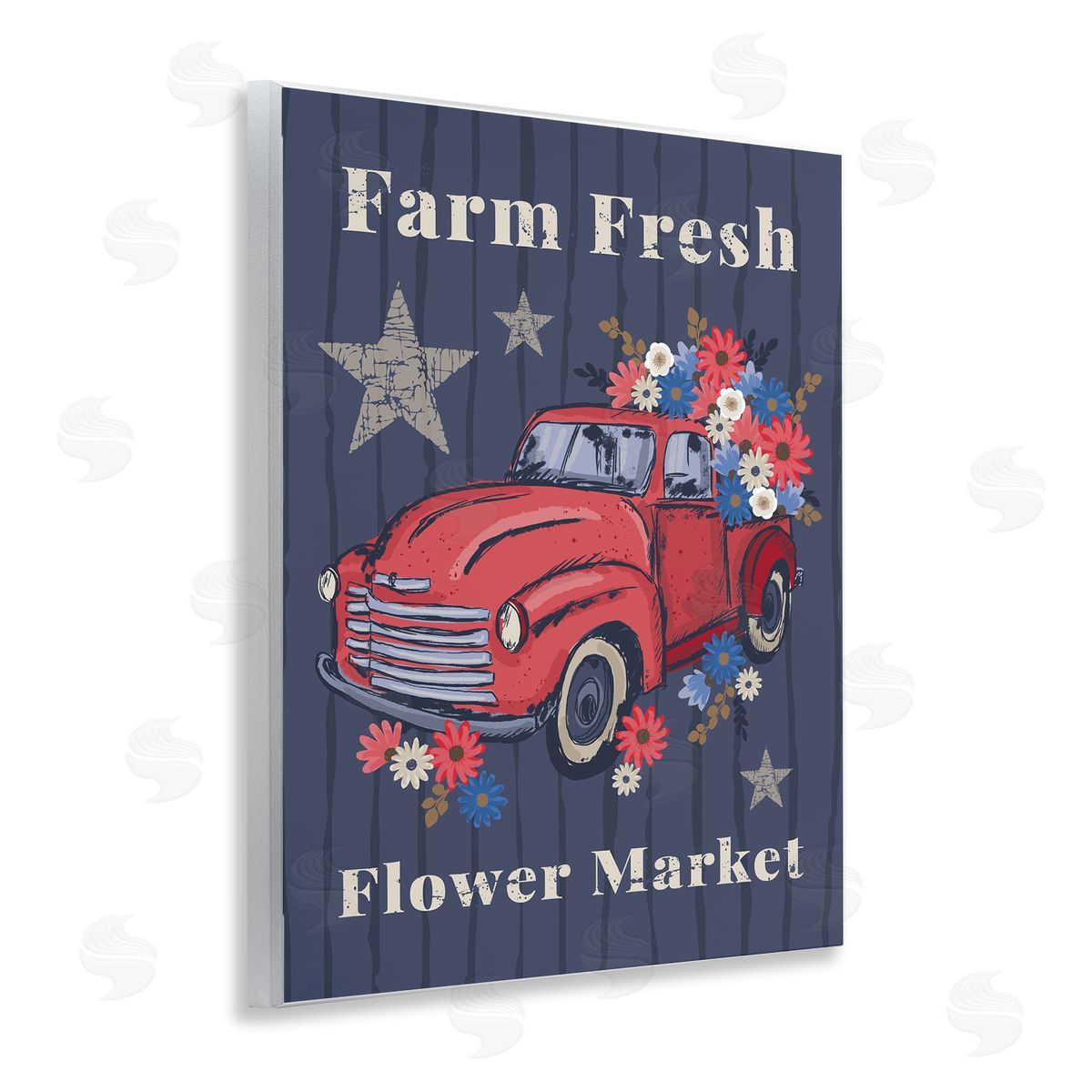 Lisa Perry Whitebutton Farm Fresh Patriotic Market Wooden Wall Plaque Art Print