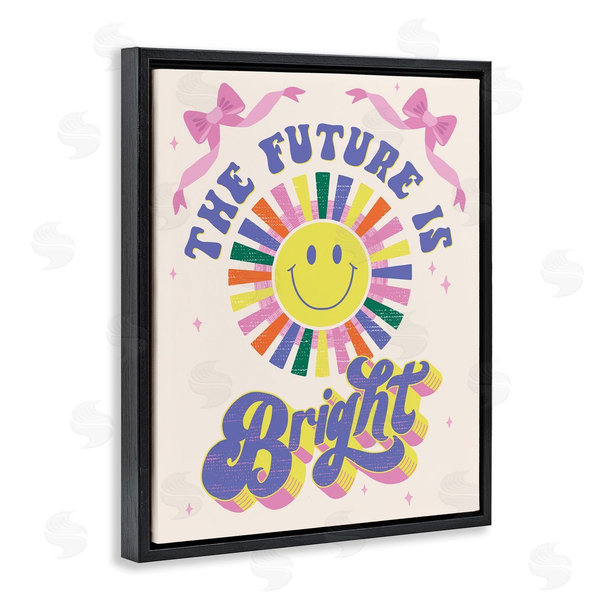 Muffin Grayson Groovy Future Is Bright Black Floating Frame Canvas Wall Art Print