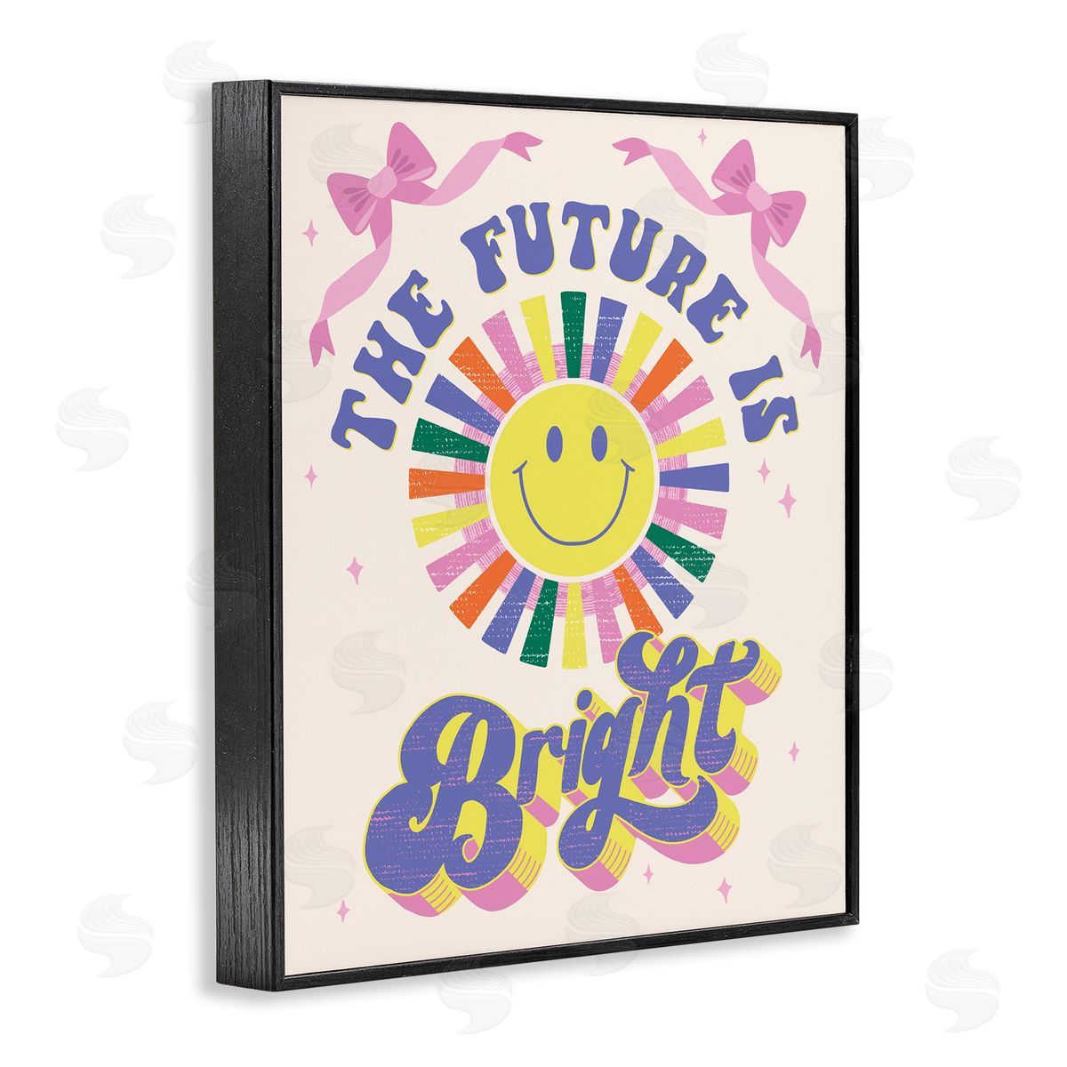 Muffin Grayson Groovy Future Is Bright Black Framed Giclee Wall Art Print