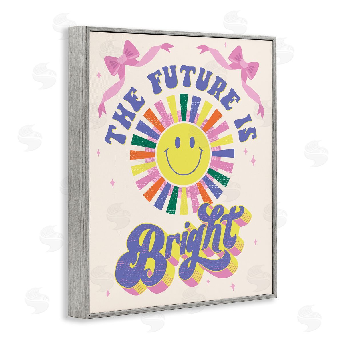 Muffin Grayson Groovy Future Is Bright Gray Framed Giclee Wall Art Print