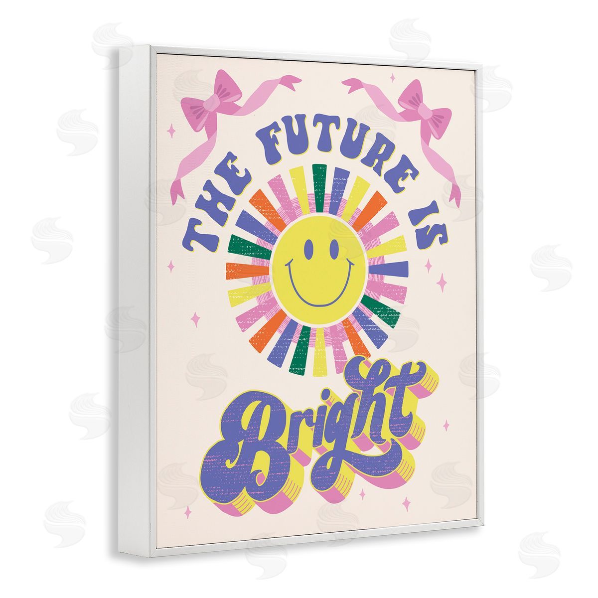 Muffin Grayson Groovy Future Is Bright White Framed Giclee Wall Art Print