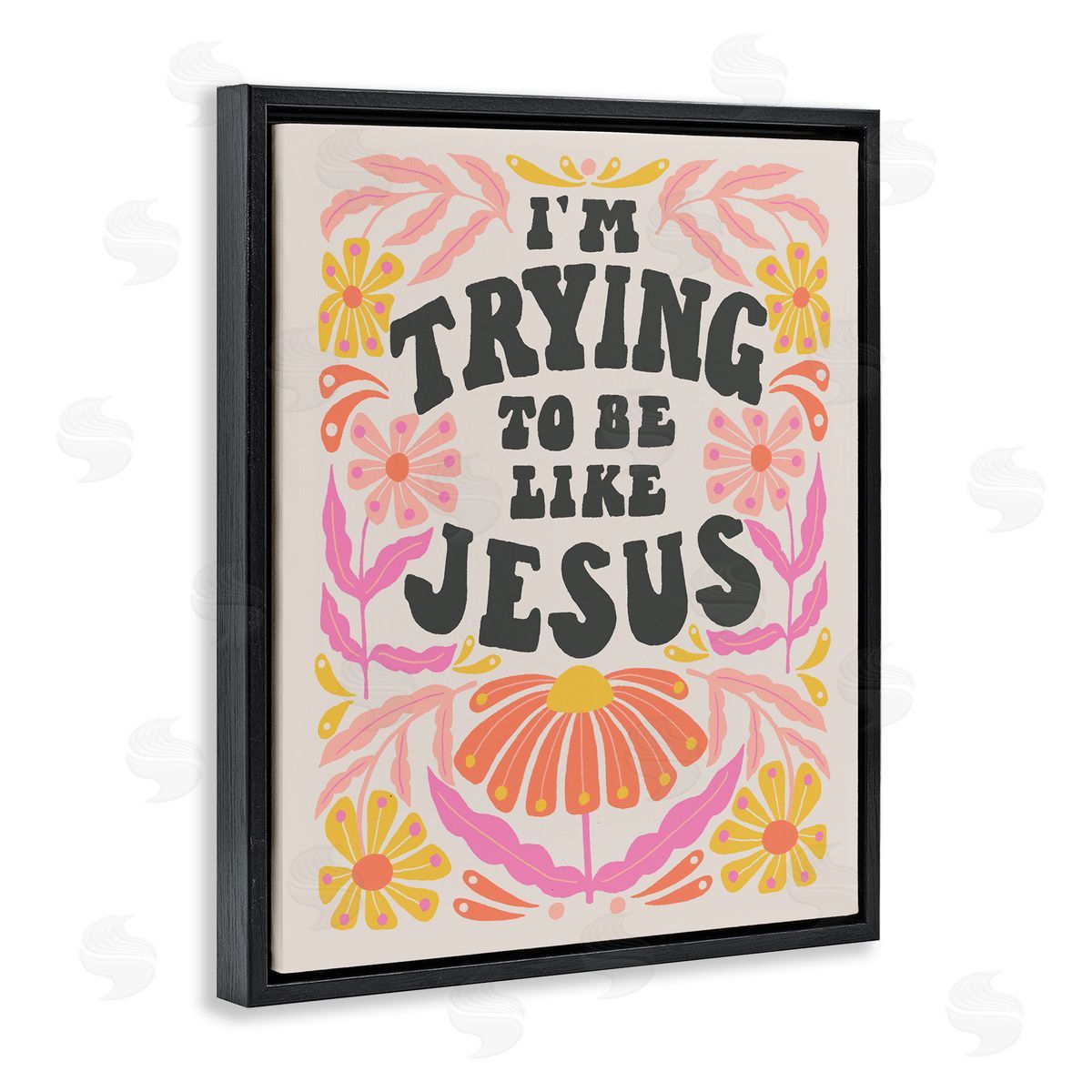 Muffin Grayson Trying To Be Like Jesus Black Floating Frame Canvas Wall Art Print