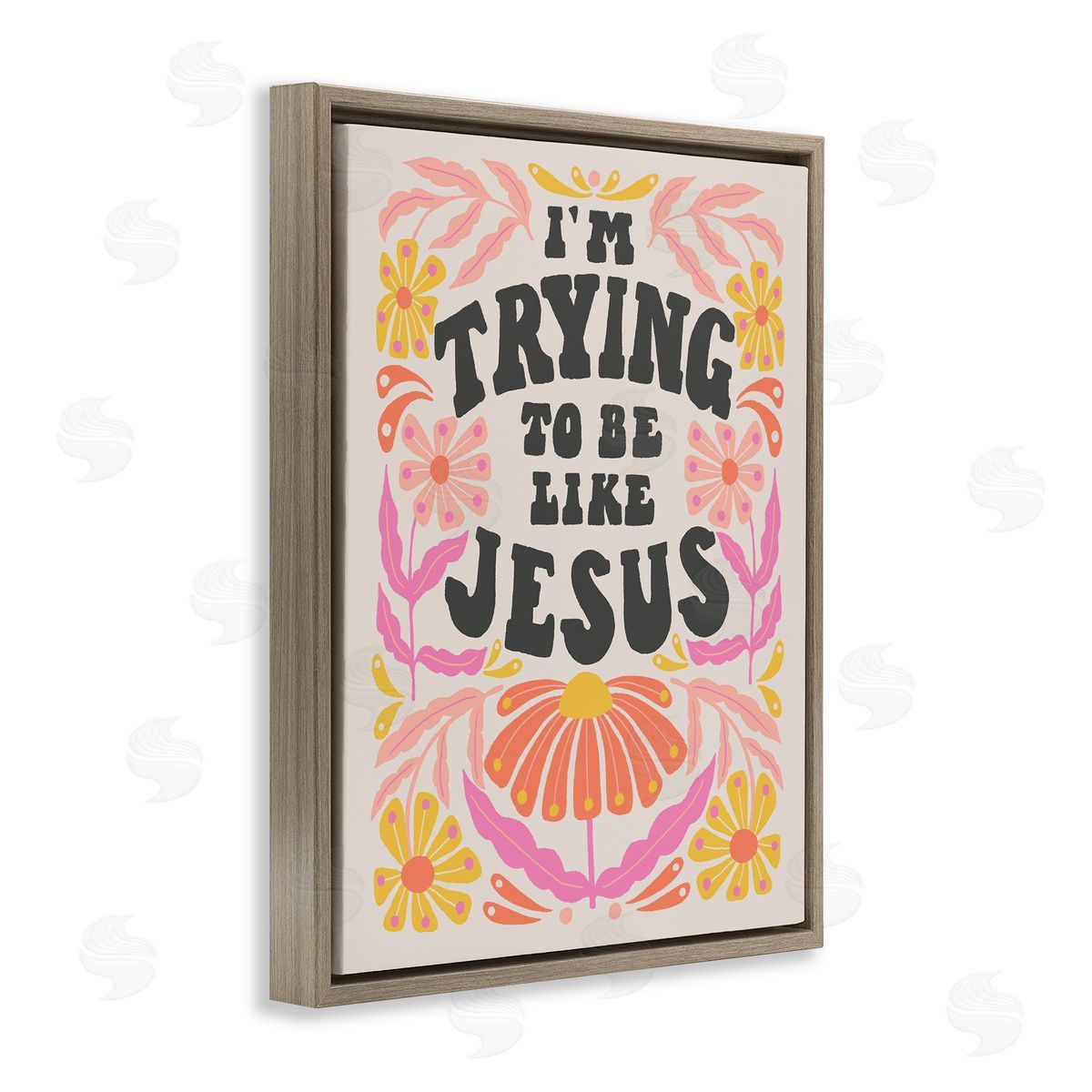 Muffin Grayson Trying To Be Like Jesus Brown Floating Frame Canvas Wall Art Print