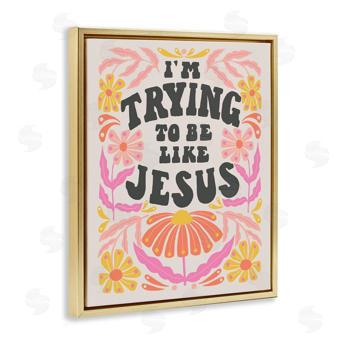 Muffin Grayson Trying To Be Like Jesus Gold Floating Frame Canvas Wall Art Print