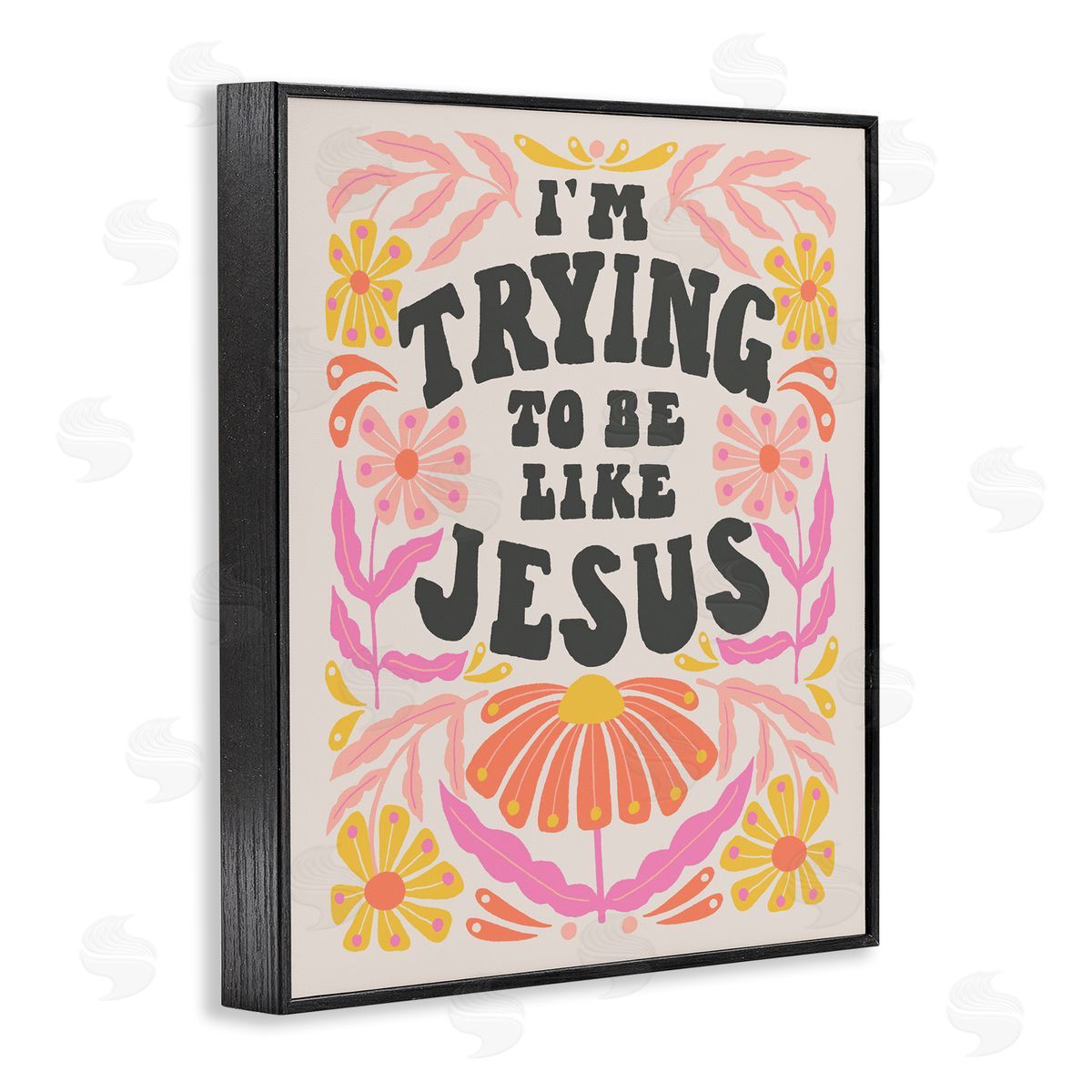 Muffin Grayson Trying To Be Like Jesus Black Framed Giclee Wall Art Print
