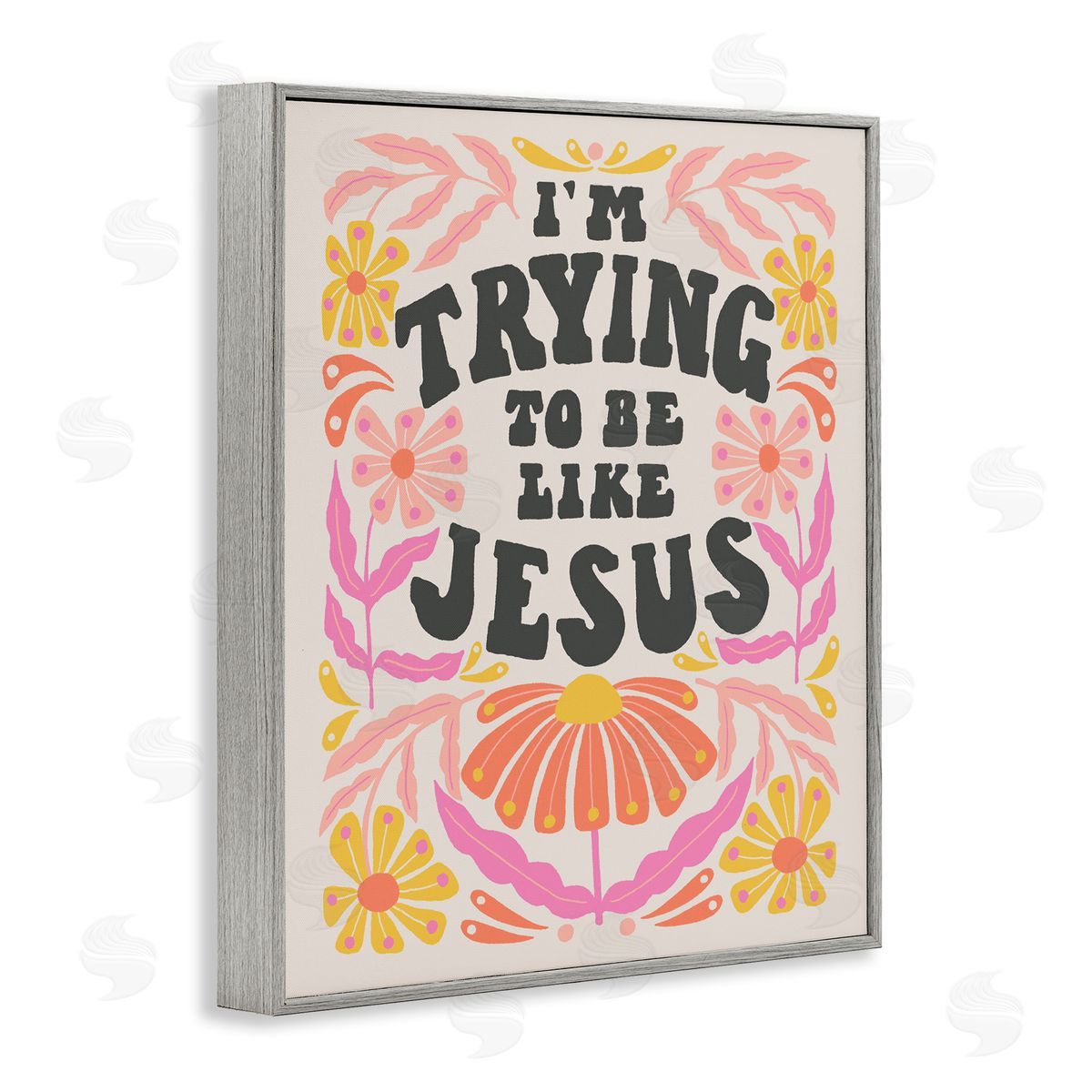 Muffin Grayson Trying To Be Like Jesus Gray Framed Giclee Wall Art Print