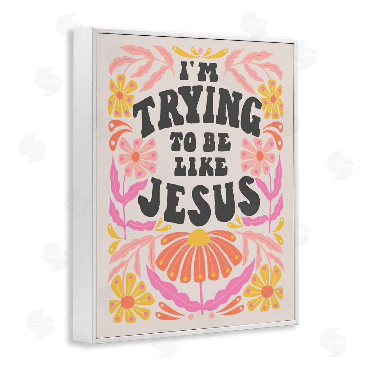Muffin Grayson Trying To Be Like Jesus White Framed Giclee Wall Art Print