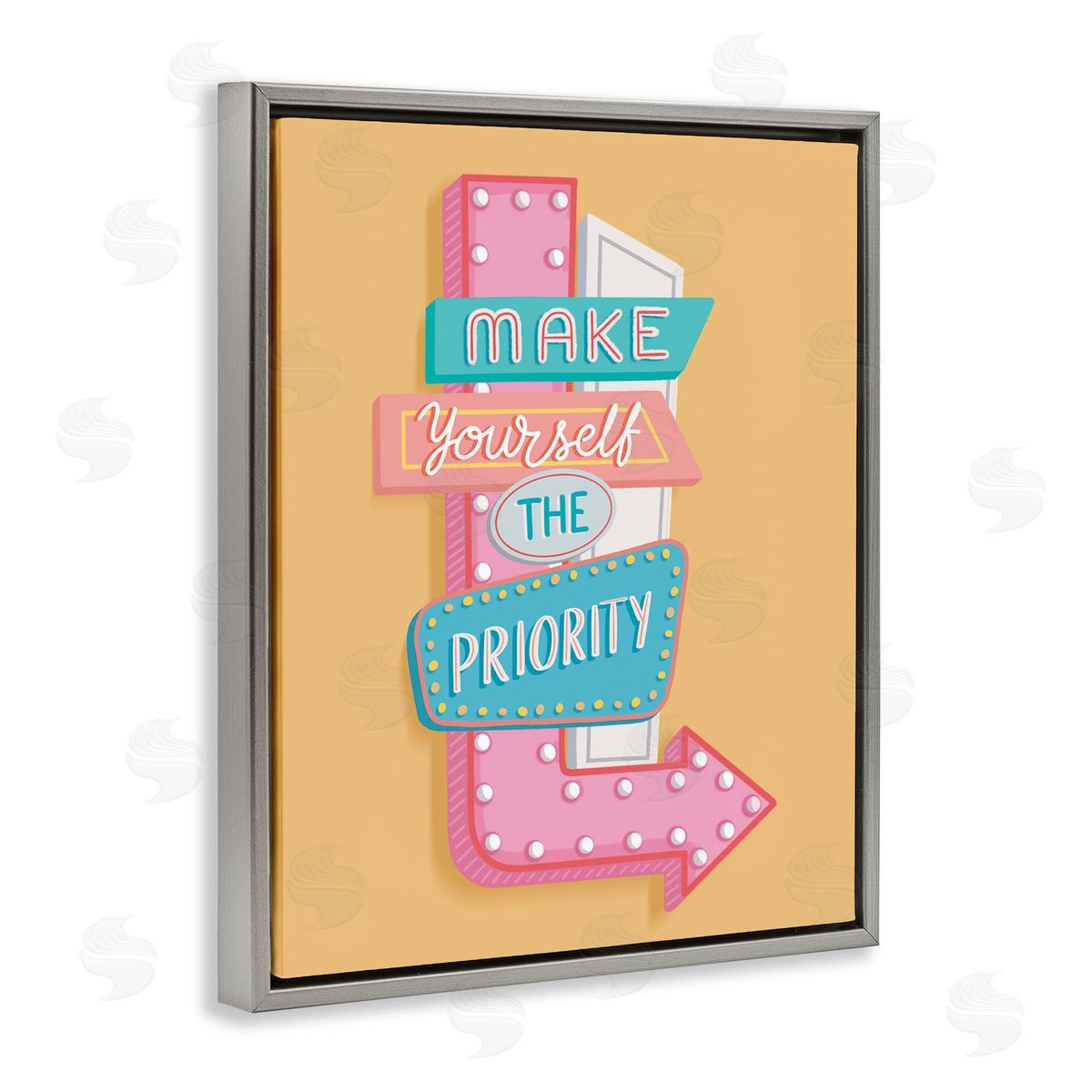 Nancy McKenzie Make Yourself The Priority Gray Floating Frame Canvas Wall Art Print