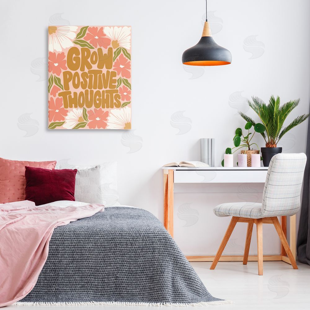 Taylor Shannon Designs Grow Positive Thoughts Canvas Wall Art Print in Room