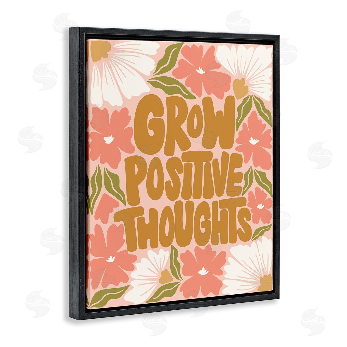 Taylor Shannon Designs Grow Positive Thoughts Black Floating Frame Canvas Wall Art Print