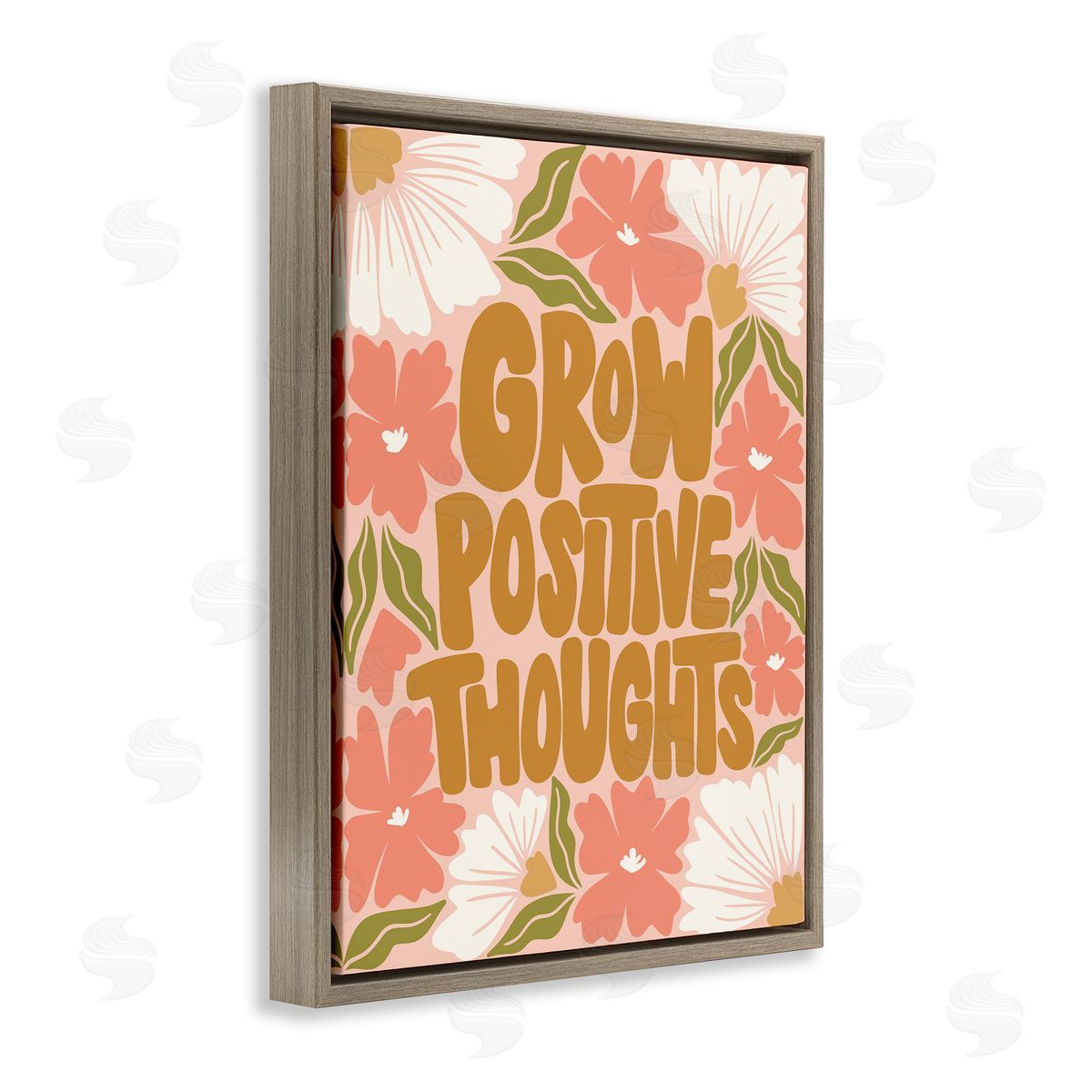 Taylor Shannon Designs Grow Positive Thoughts Brown Floating Frame Canvas Wall Art Print