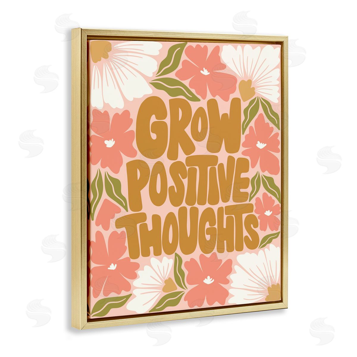 Taylor Shannon Designs Grow Positive Thoughts Gold Floating Frame Canvas Wall Art Print