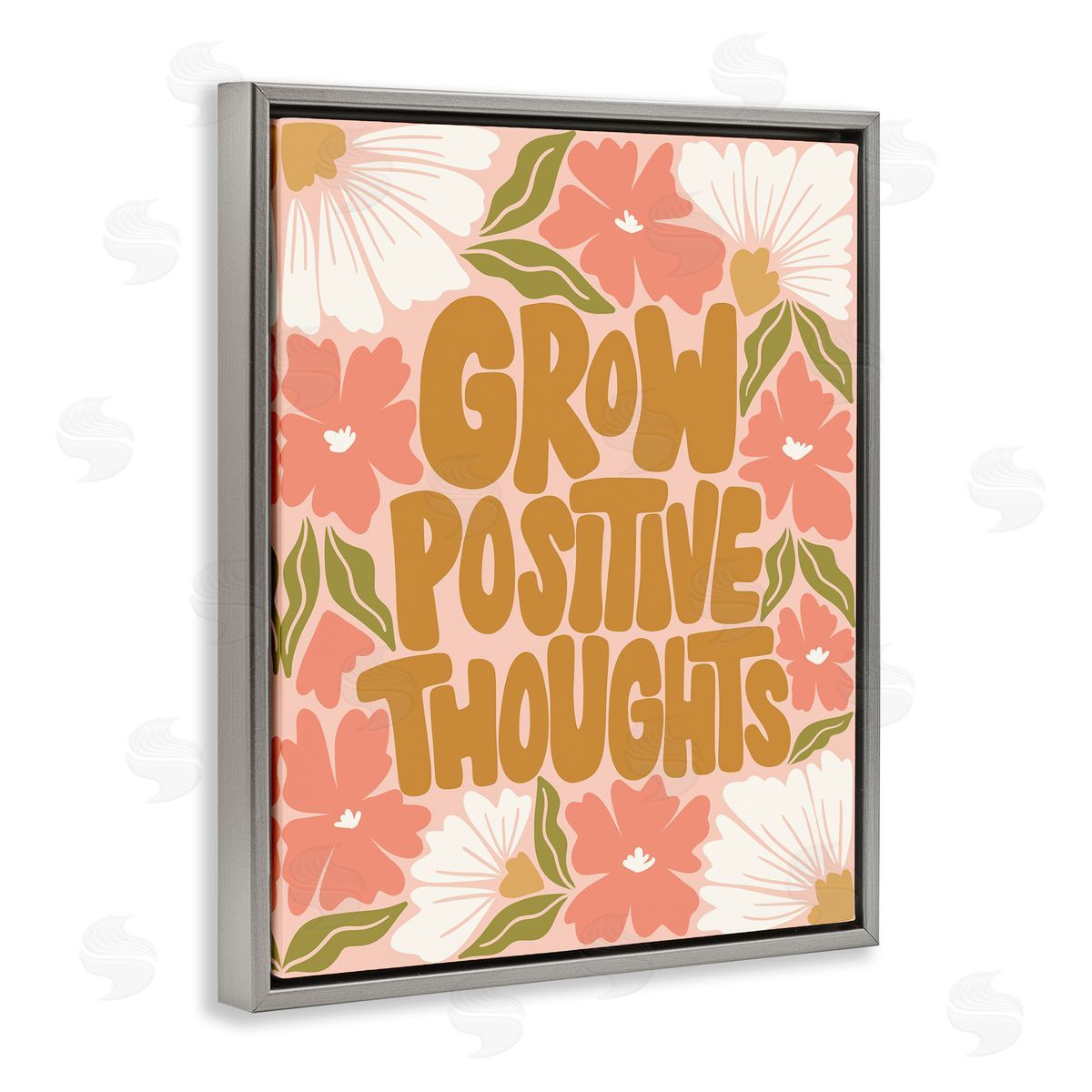 Taylor Shannon Designs Grow Positive Thoughts Gray Floating Frame Canvas Wall Art Print