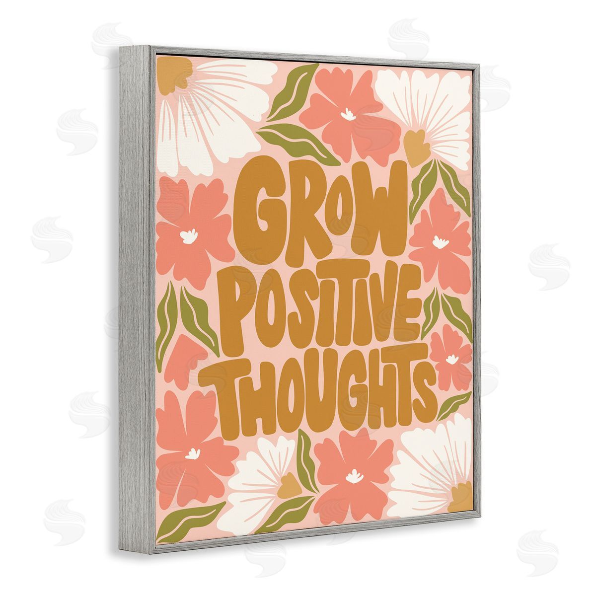 Taylor Shannon Designs Grow Positive Thoughts Gray Framed Giclee Wall Art Print