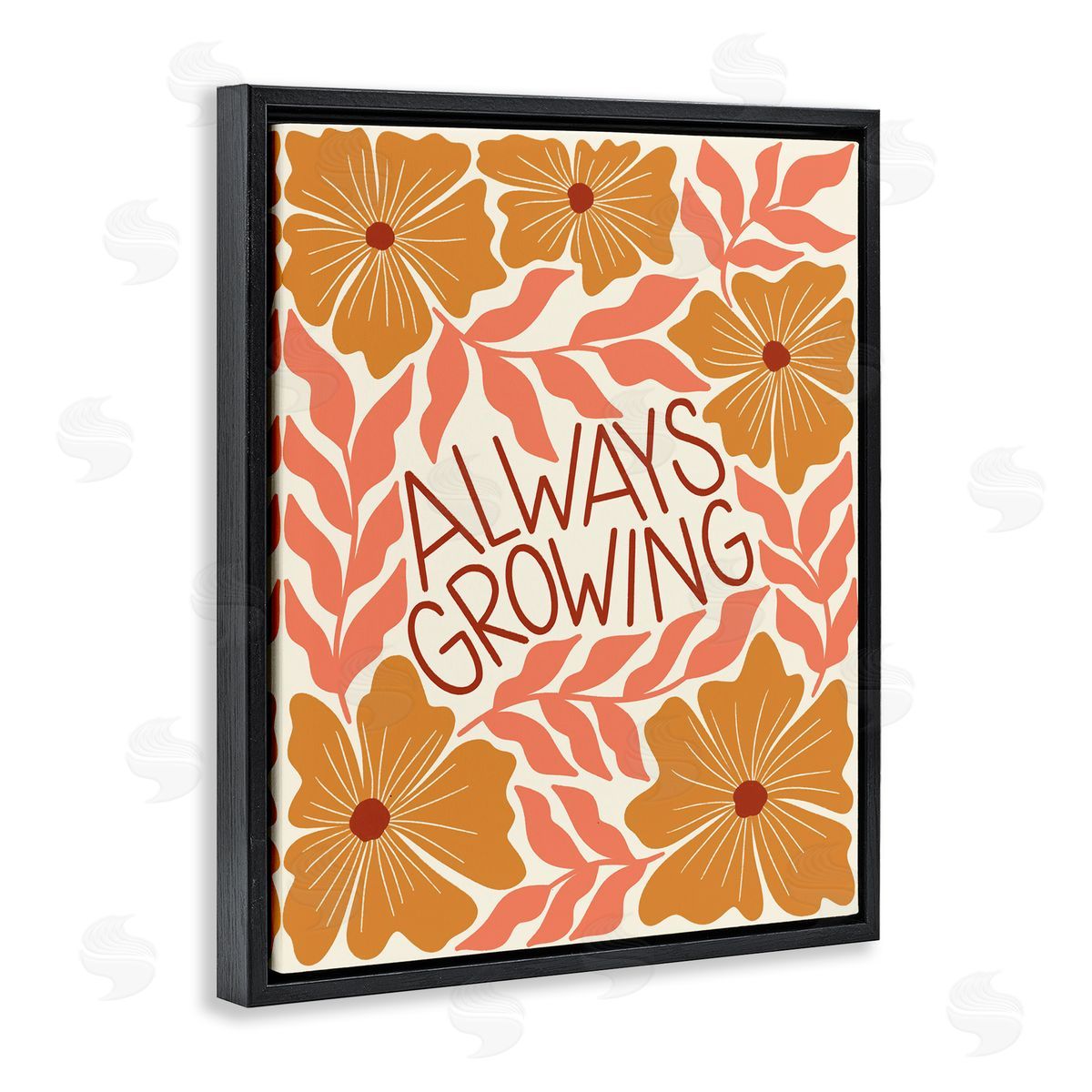 Taylor Shannon Designs Always Growing Funky Florals Black Floating Frame Canvas Wall Art Print