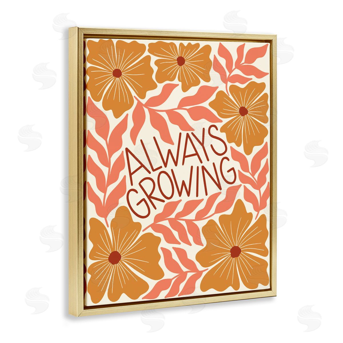 Taylor Shannon Designs Always Growing Funky Florals Gold Floating Frame Canvas Wall Art Print